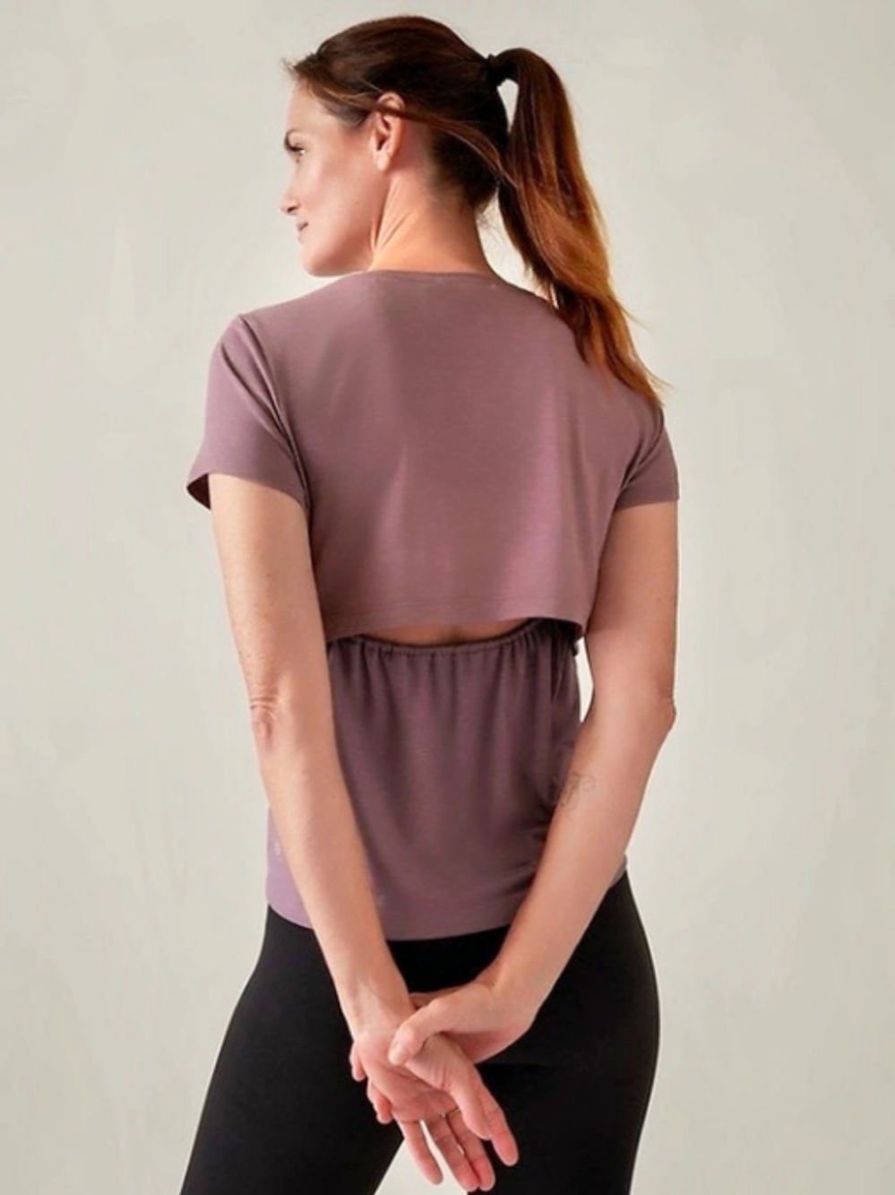 Athleta Transcend Open Back Tee Purple Small
